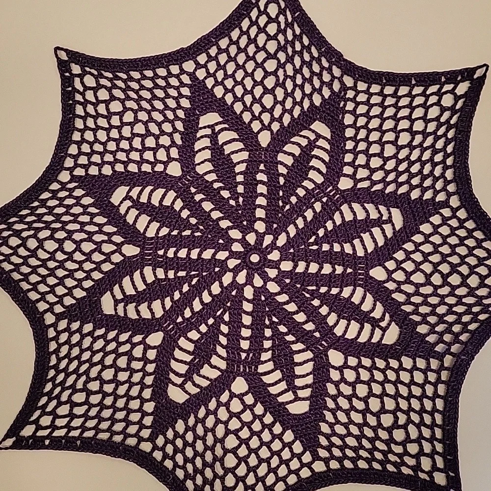 Elegant Purple Crochet Table Linen